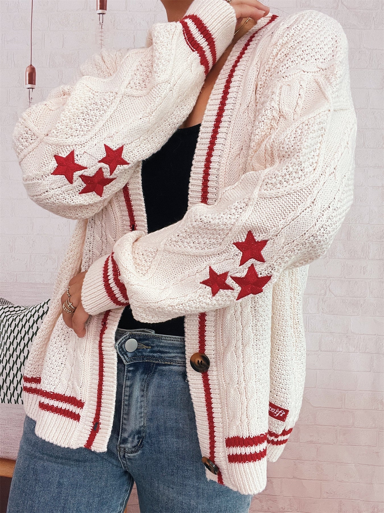 Damen Strickjacke Auffällige Sterne Norvielle