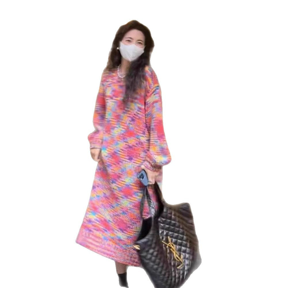 Damen Langarmkleid Moderner Farbverlauf Norvielle