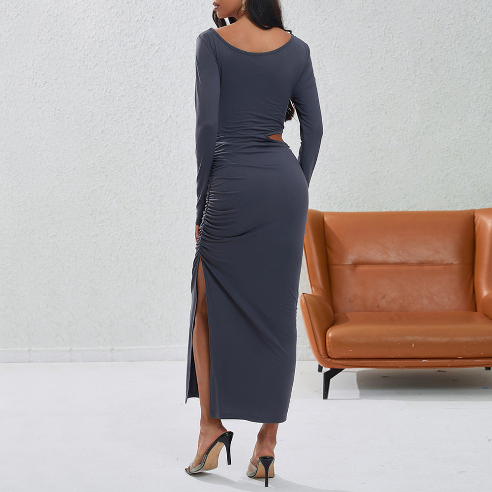 Damen Maxikleid mit Rüschendetails Elegante Drapierung