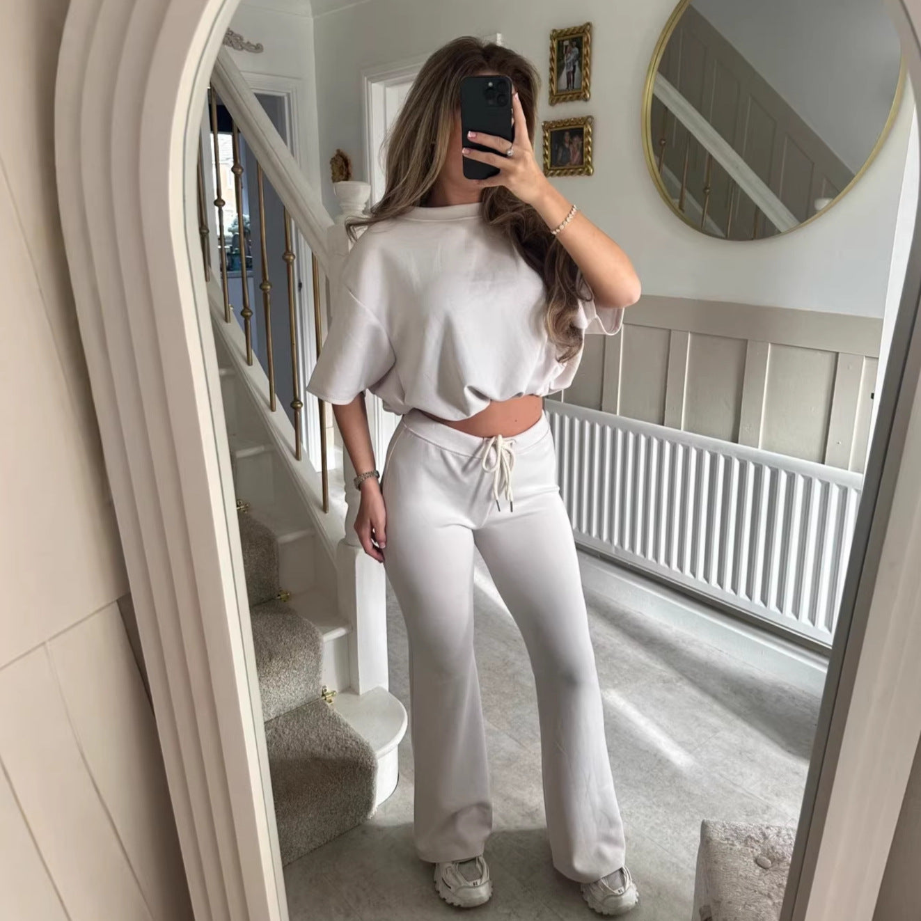 Damen Strick Lounge-Kombination Weit Schnitt Elegantes Design