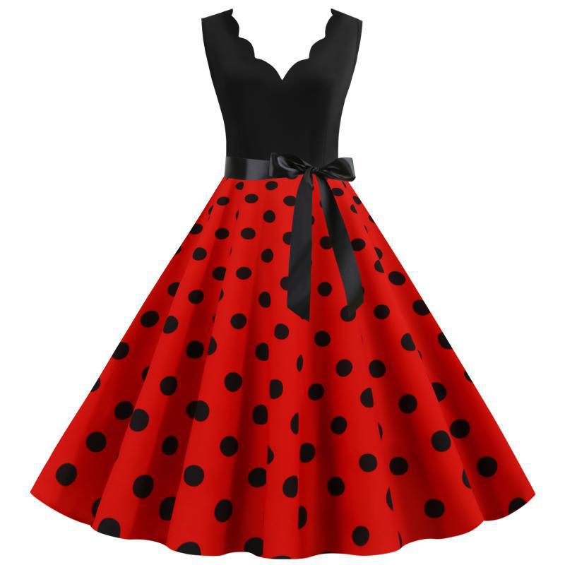 Damen Swing-Kleid Gepunktet V-Ausschnitt Elegant - Norvielle