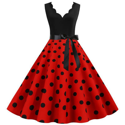 Damen Swing-Kleid Gepunktet V-Ausschnitt Elegant - Norvielle