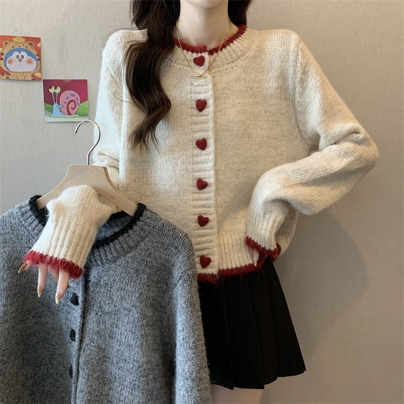 Damen Strickjacke Herzknöpfe Norvielle - Norvielle