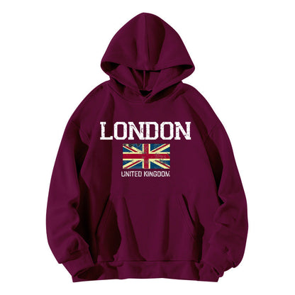 Damen Kapuzenpullover London-Style Kängurutasche Gemütlicher Schnitt