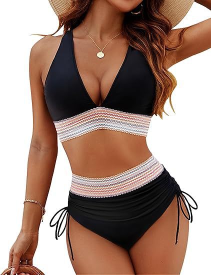 Damen Hochtaillierter Bikini Cut-Out Verstellbare Träger Norvielle