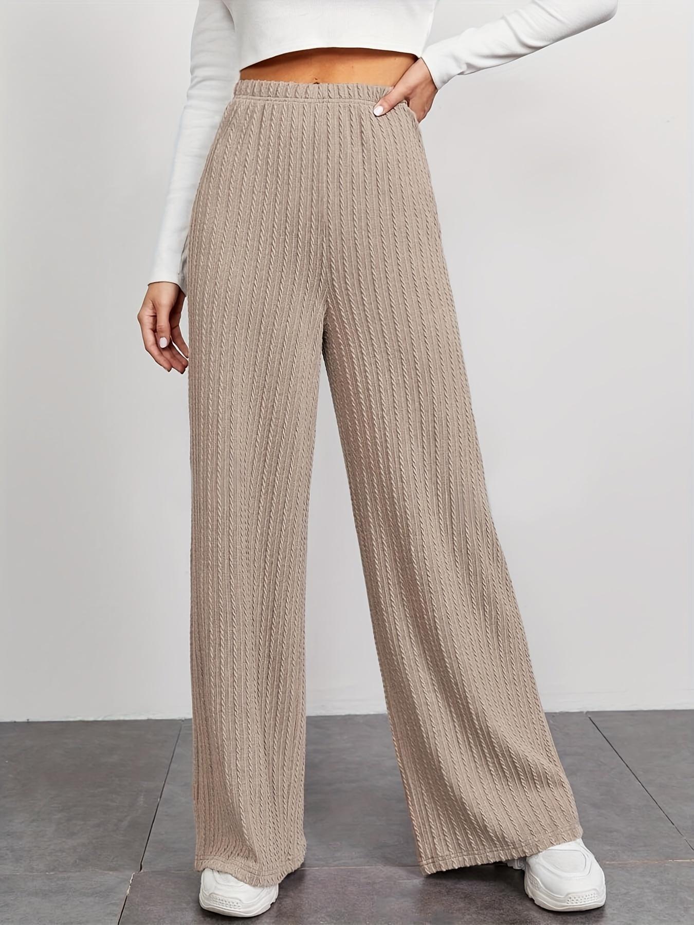 Damen Rippstrick-Hose Hochwerder Bund Seitentaschen Norvielle