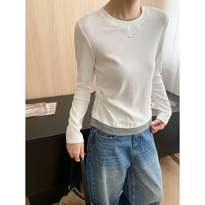 Damen Langarmshirt Feine Rippstruktur Breites Bündchen Norvielle