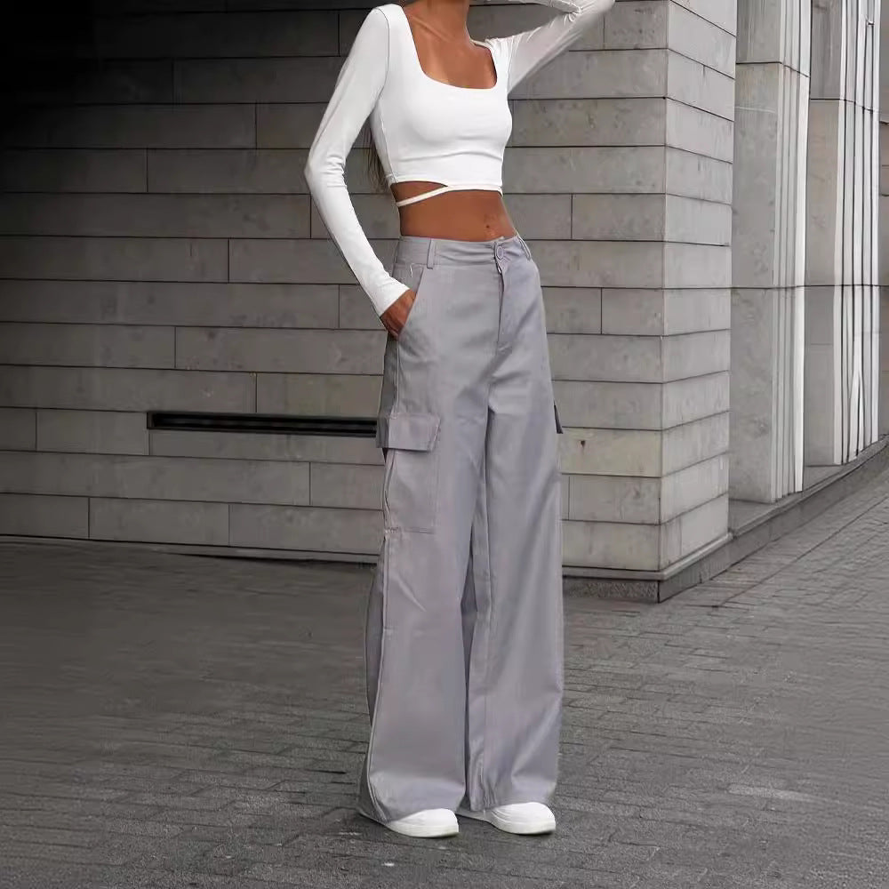 Damen Cargo-Hose Lässiger Schnitt Praktische Seitentaschen Beige