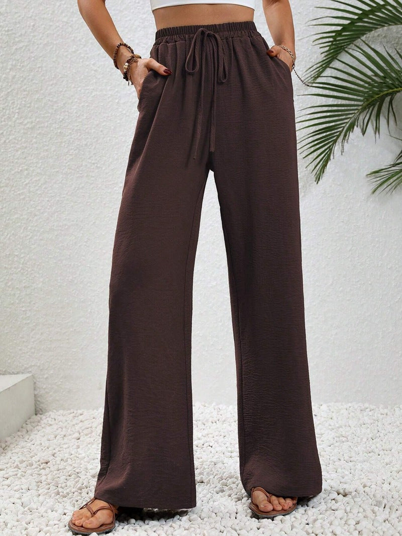 Damen Sommerhose Elastischer Bund Weite Passform Beige