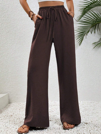 Damen Sommerhose Elastischer Bund Weite Passform Beige