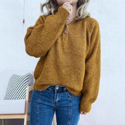 Damen Pullover Kapuze Reißverschluss Norvielle