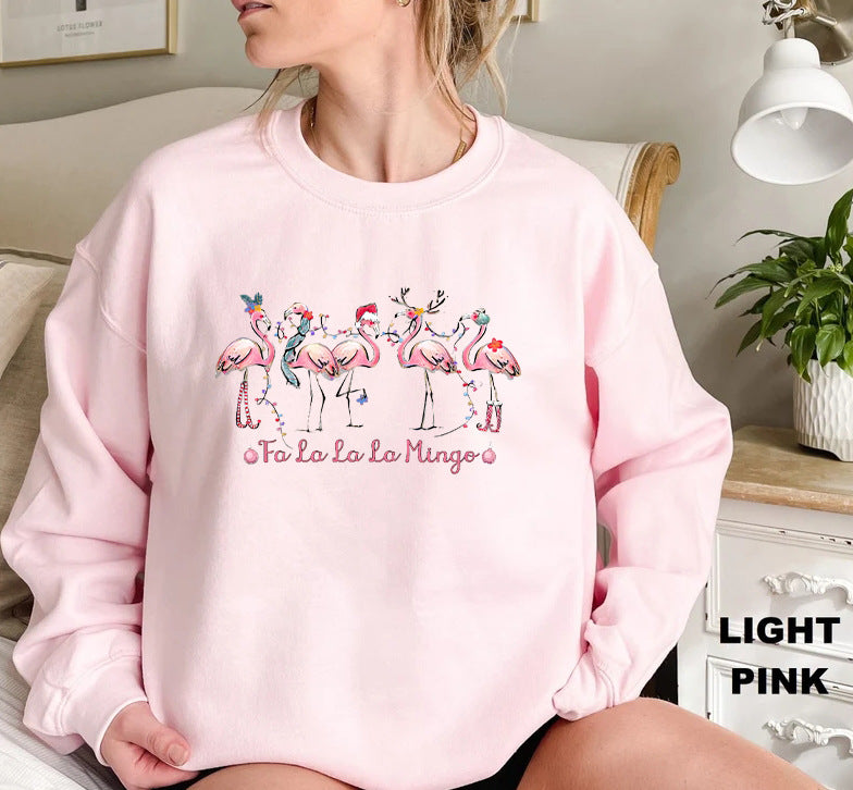 Damen Sweatshirt Flamingo-Motiv Lässiger Schnitt Norvielle