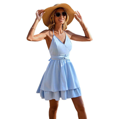 Damen Trägerkleid Herzsaum Leicht Rüschen