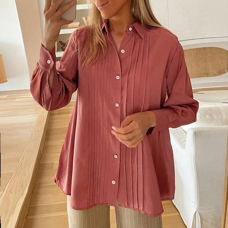 Damen Bluse Strukturiertes Design Elegante Knöpfe Norvielle - Norvielle