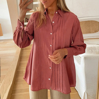 Damen Bluse Strukturiertes Design Elegante Knöpfe Norvielle - Norvielle