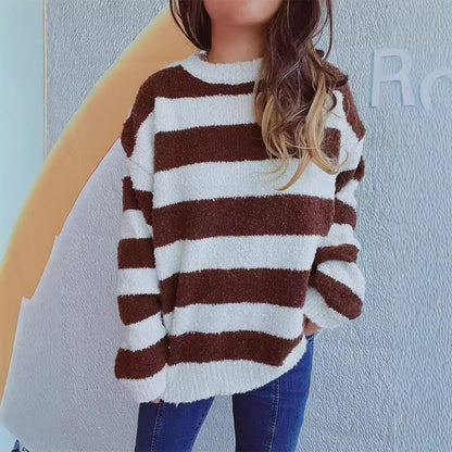 Damen Strickpullover Weiches Material Lässiger Schnitt Streifen