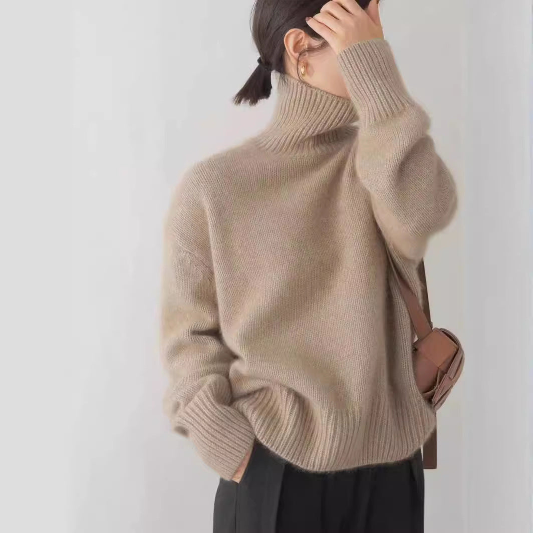 Damen Kaschmir Rollkragenpullover Weitschnitt Elegantes Norvielle