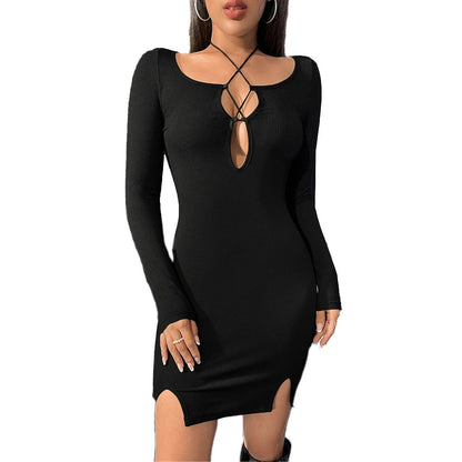 Damen Minikleid Tiefes Dekolleté Schnürung Norvielle