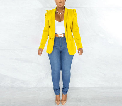 Damen Blazerjacke Puffärmel Tailliert Norvielle