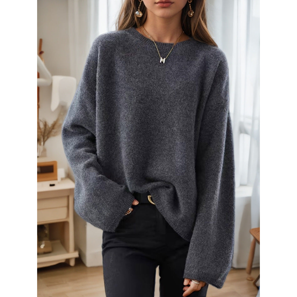 Damen Strickpullover Bequem Lässiger Schnitt Weite Ärmel Norvielle - Norvielle