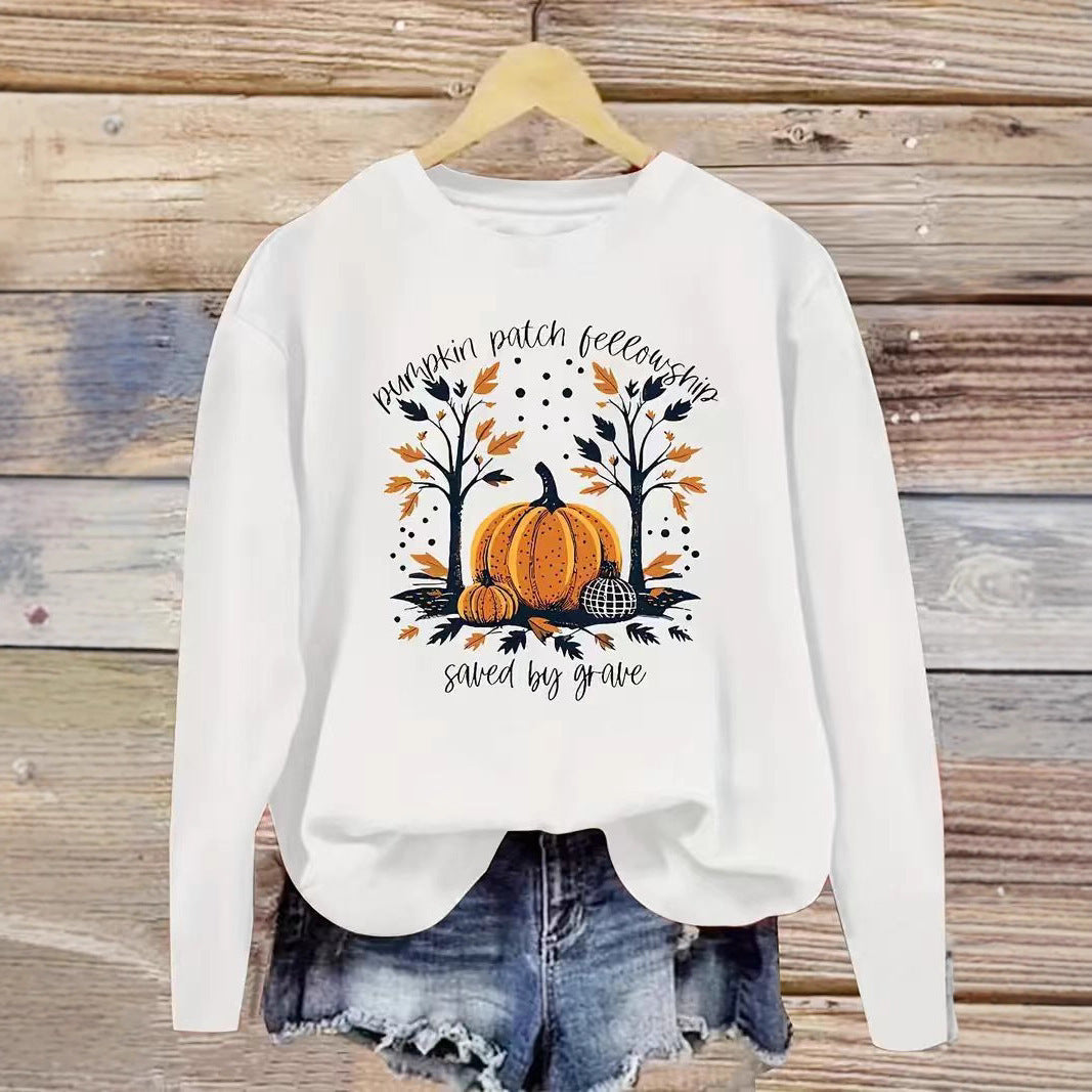 Damen Sweatshirt Herbstlich Kürbis Motiv Lässig Norvielle