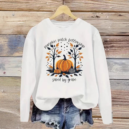 Damen Sweatshirt Herbstlich Kürbis Motiv Lässig Norvielle