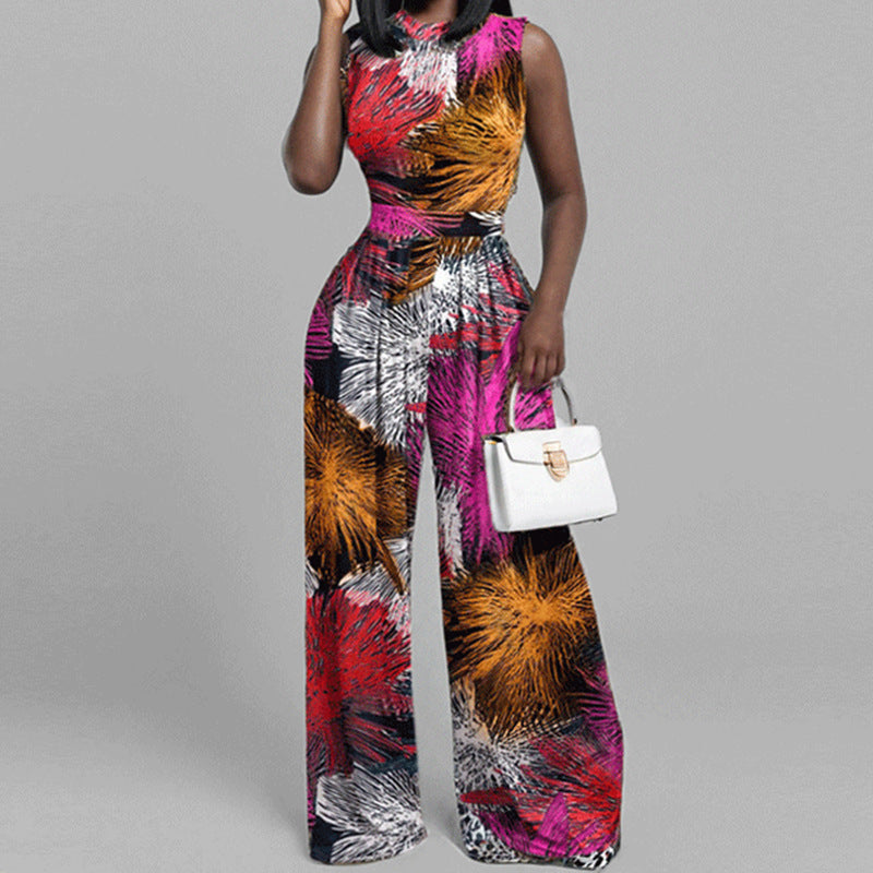 Damen Jumpsuit Weites Bein Florales Design