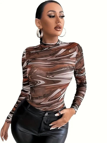 Damen Langarmshirt Abstraktes Design Norvielle