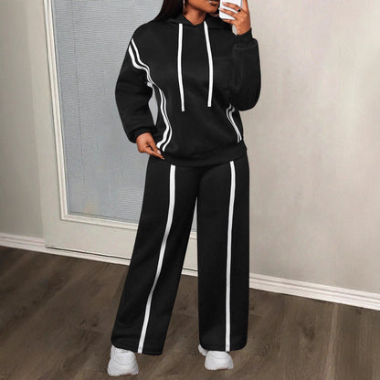 Damen Hoodie Lounge-Set Lässig Weite Passform Beige