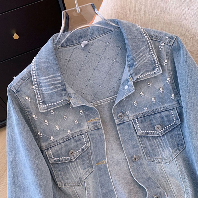 Damen Jeansjacke mit Perlendetails