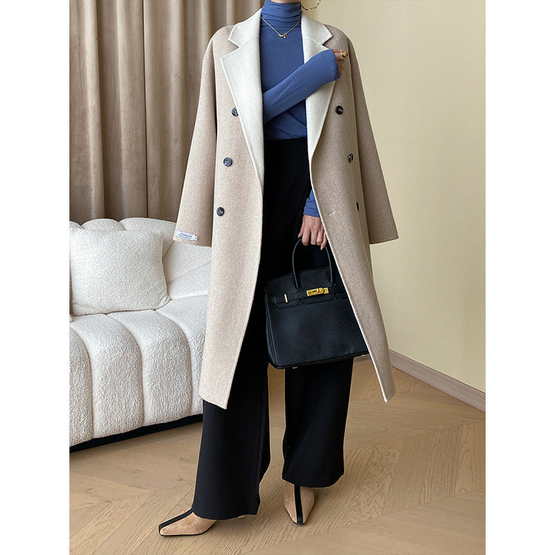 Damen Trenchcoat Doppelter Knopf Moderner Gürtel