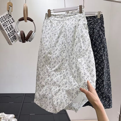 Damen Midirock Floralmuster Elastischer Bund Norvielle