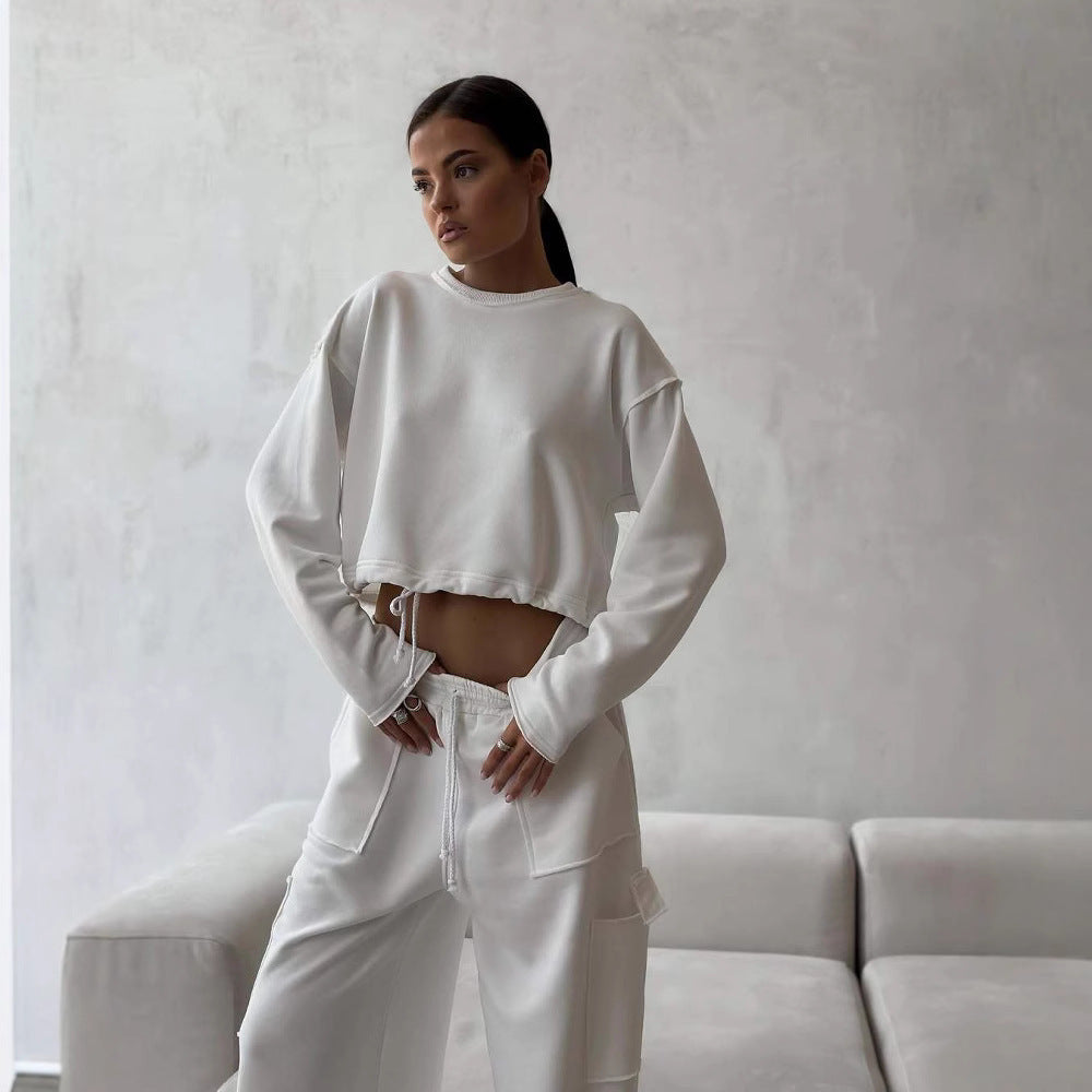 Damen Cropped Sweatpullover Elastischer Bund Norvielle