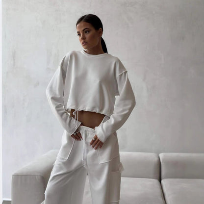 Damen Cropped Sweatpullover Elastischer Bund Norvielle