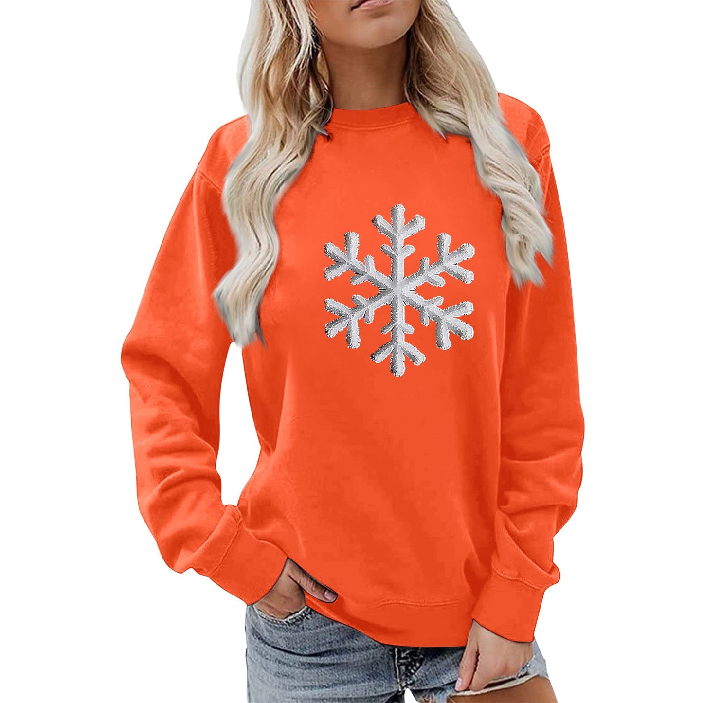 Damen Sweatshirt Schneeflockenmotiv Lässig Norvielle