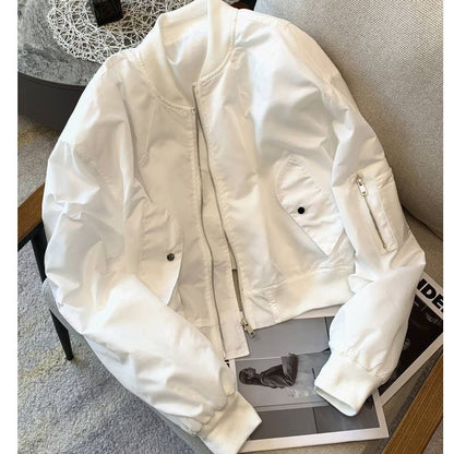 Damen Bomberjacke Modisch Praktische Taschen
