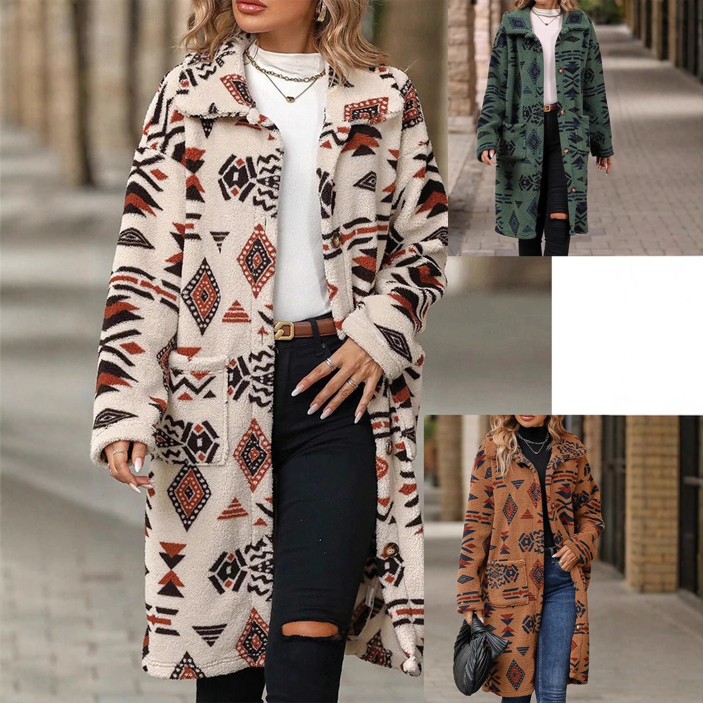 Damen Langarmjacke Geometrisches Muster Norvielle - Norvielle
