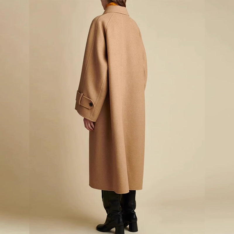 Damen Oversized Wollmantel Moderner Kragen