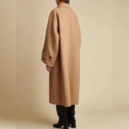 Damen Oversized Wollmantel Moderner Kragen