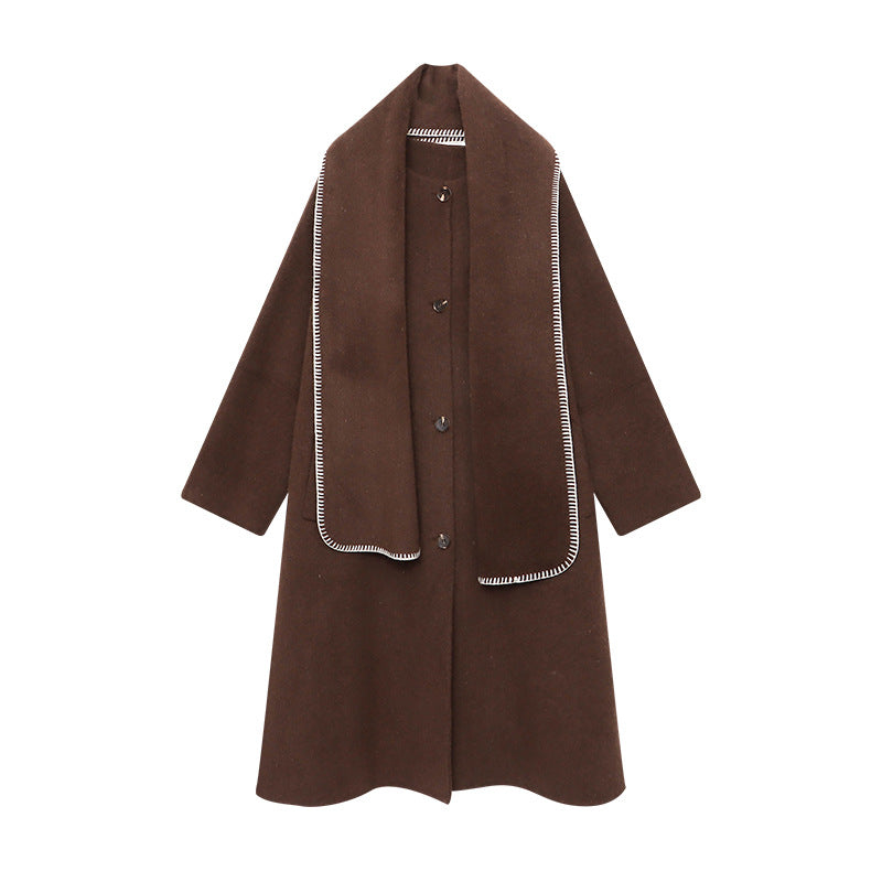 Damen Oversized-Mantel Asymmetrischer Kragen Seitenschlitzen Norvielle