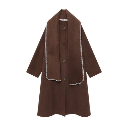 Damen Oversized-Mantel Asymmetrischer Kragen Seitenschlitzen Norvielle