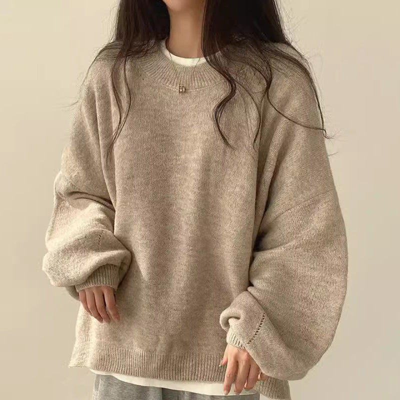 Damen Oversized Strickpullover Weite Ärmeln Lässiger Schnitt Norvielle