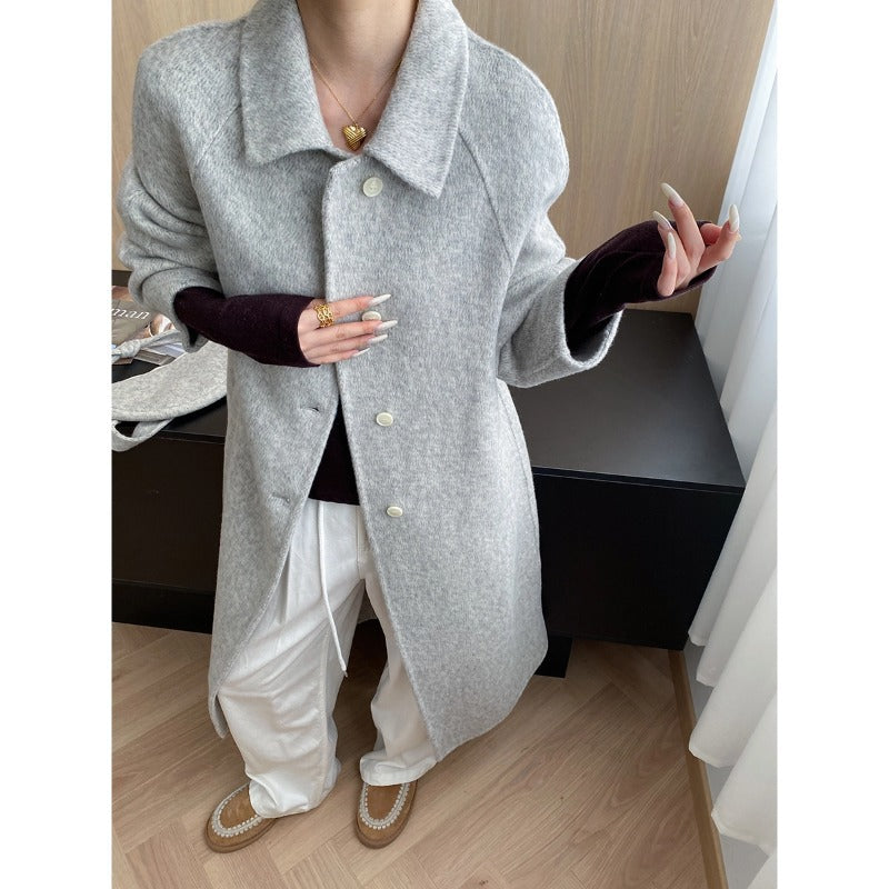 Damen Strickmantel Eleganter Schnitt Mit Taschen Beige