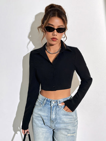 Damen Crop- Slim-Fit mit Modernem Kragen