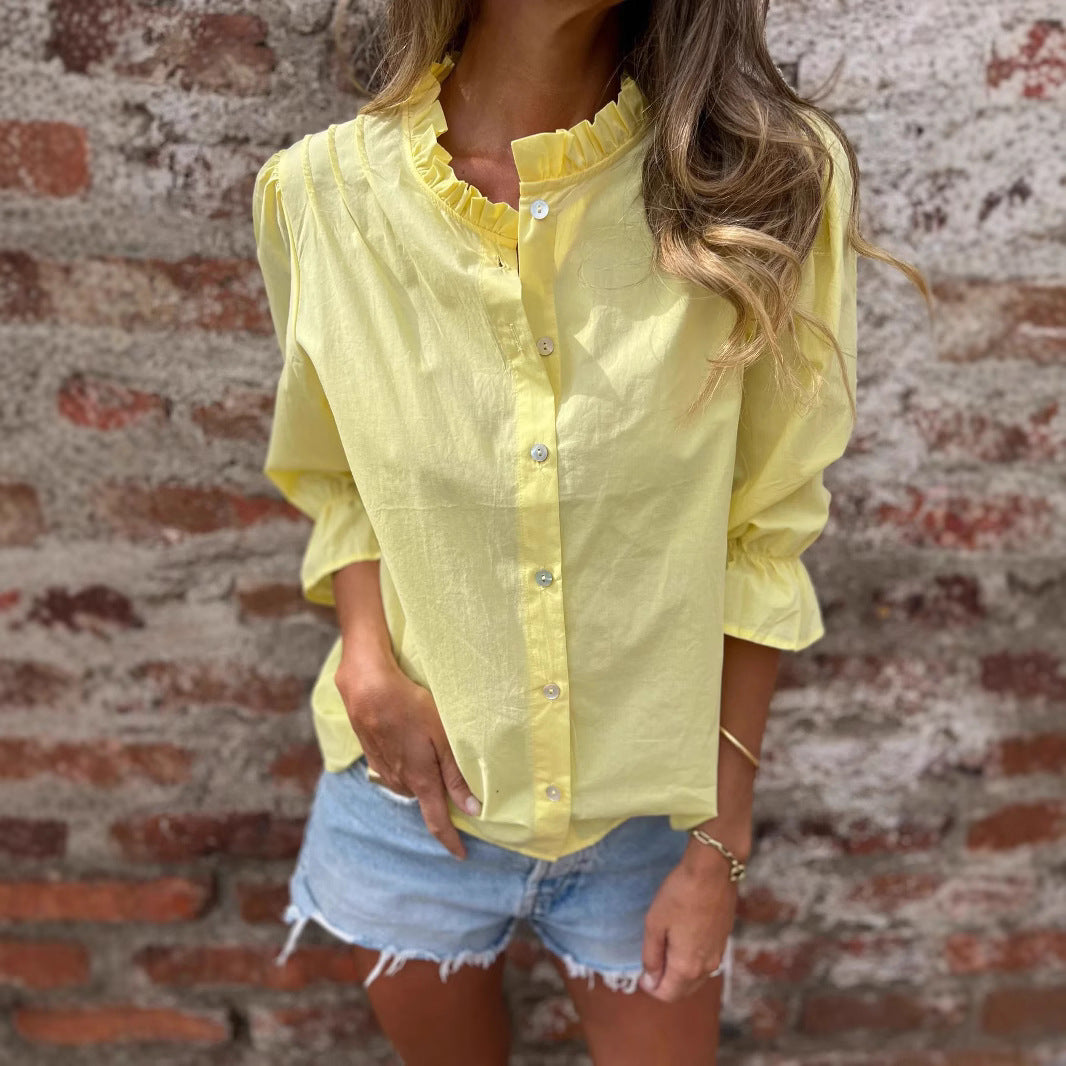 Damen Bluse Dekorative Puffärmel Norvielle