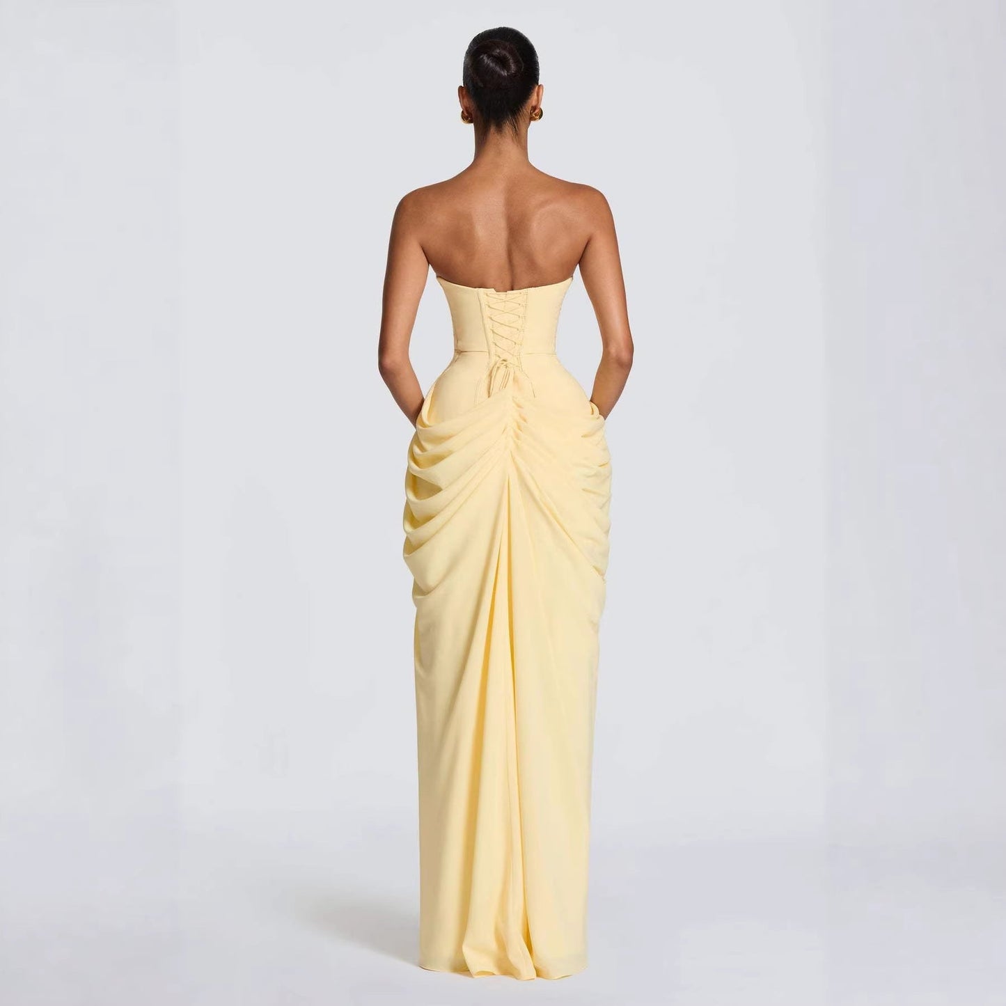 Damen Abendkleid Langarm Asymmetrisch Norvielle