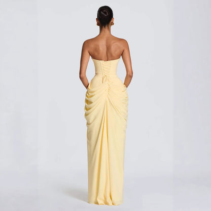 Damen Abendkleid Langarm Asymmetrisch Norvielle