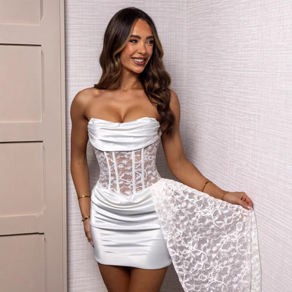 Damen Mini-Kleid Spitze Elegant