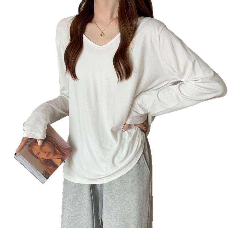 Damen Langarmshirt V-Ausschnitt Komfortschnitt Norvielle