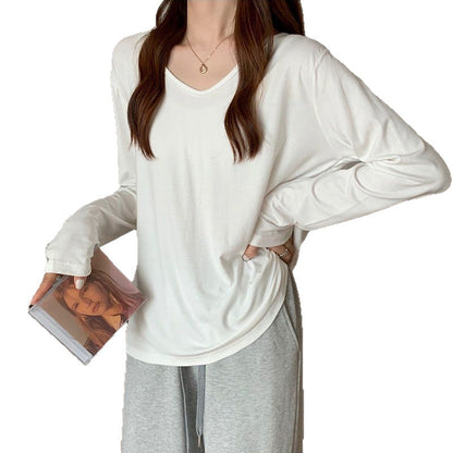 Damen Langarmshirt V-Ausschnitt Komfortschnitt Norvielle